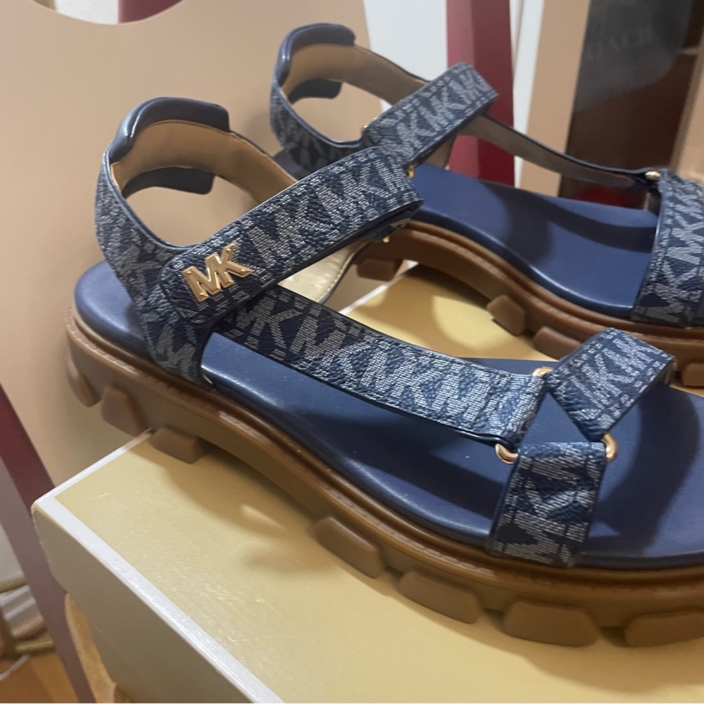 Michael Kors Denim Blue Dad Sandals - Picture 2 of 3